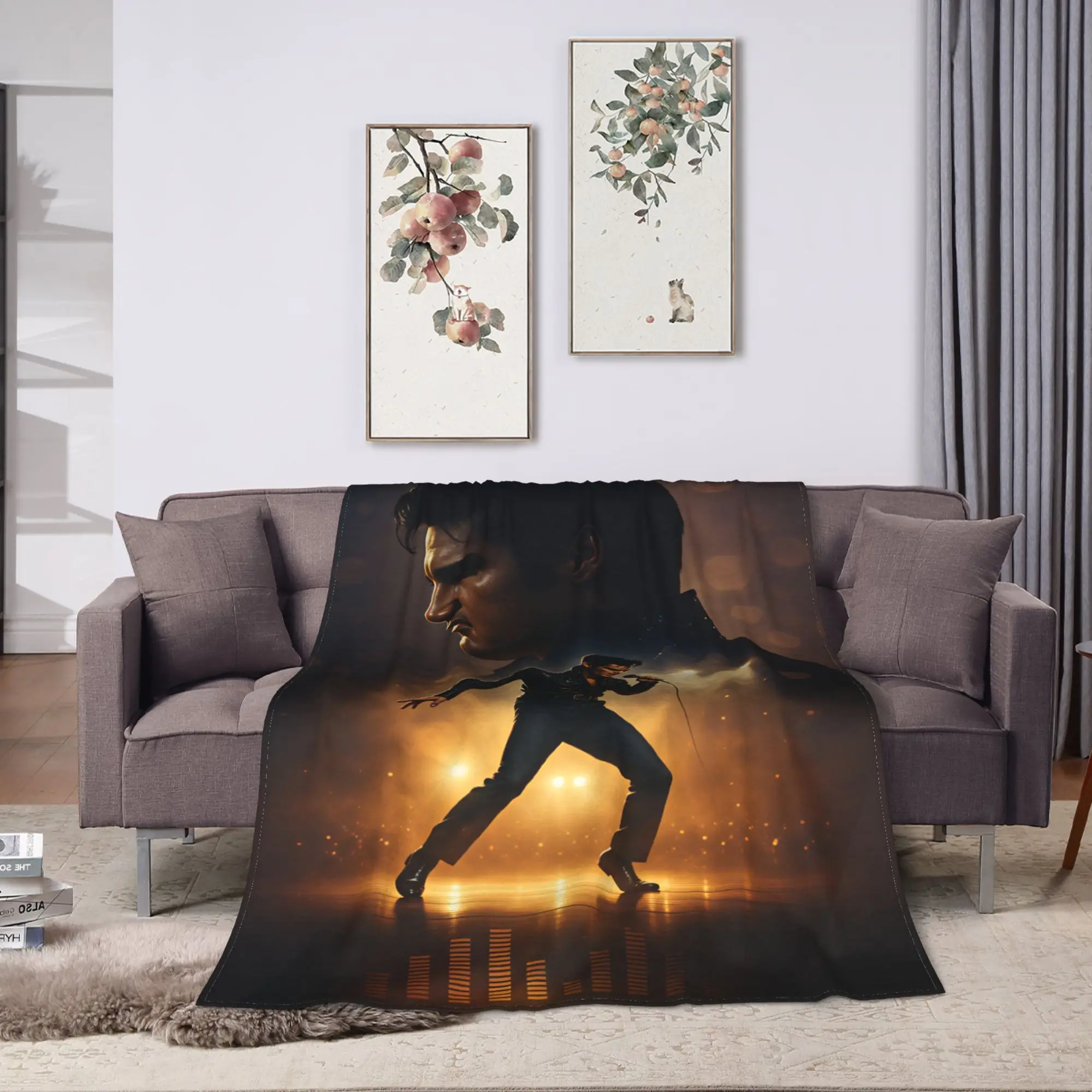 Warm Comfy Blanket Plane Travel E-Elviss Singer Throw Blanket Novelty  Bedspread For Bedroom