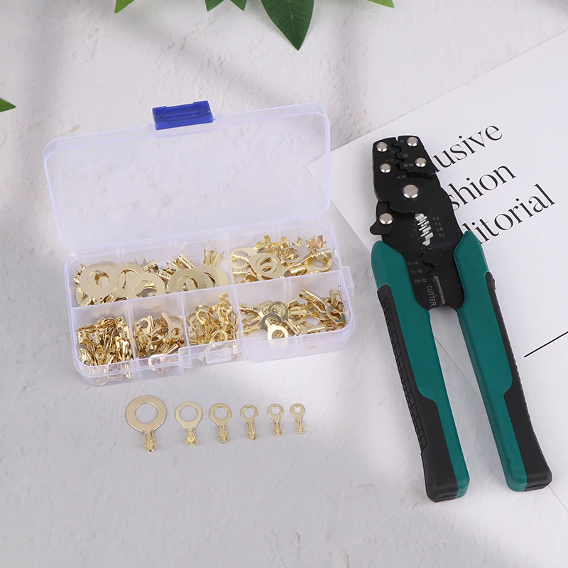 150Pcs M3/M4/M5/M6/M8/M10 Ring-Terminal Wire Quick Connector Terminal Brass Crimp Terminal Assorted Kit