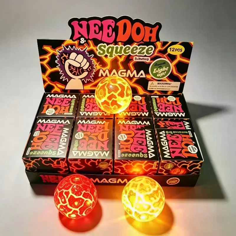 Magma Squeeze Ball Light Up Glowing Effect Soft Squeezable Slow Rebound Toy For Stress Relief Home Office Travel Flash