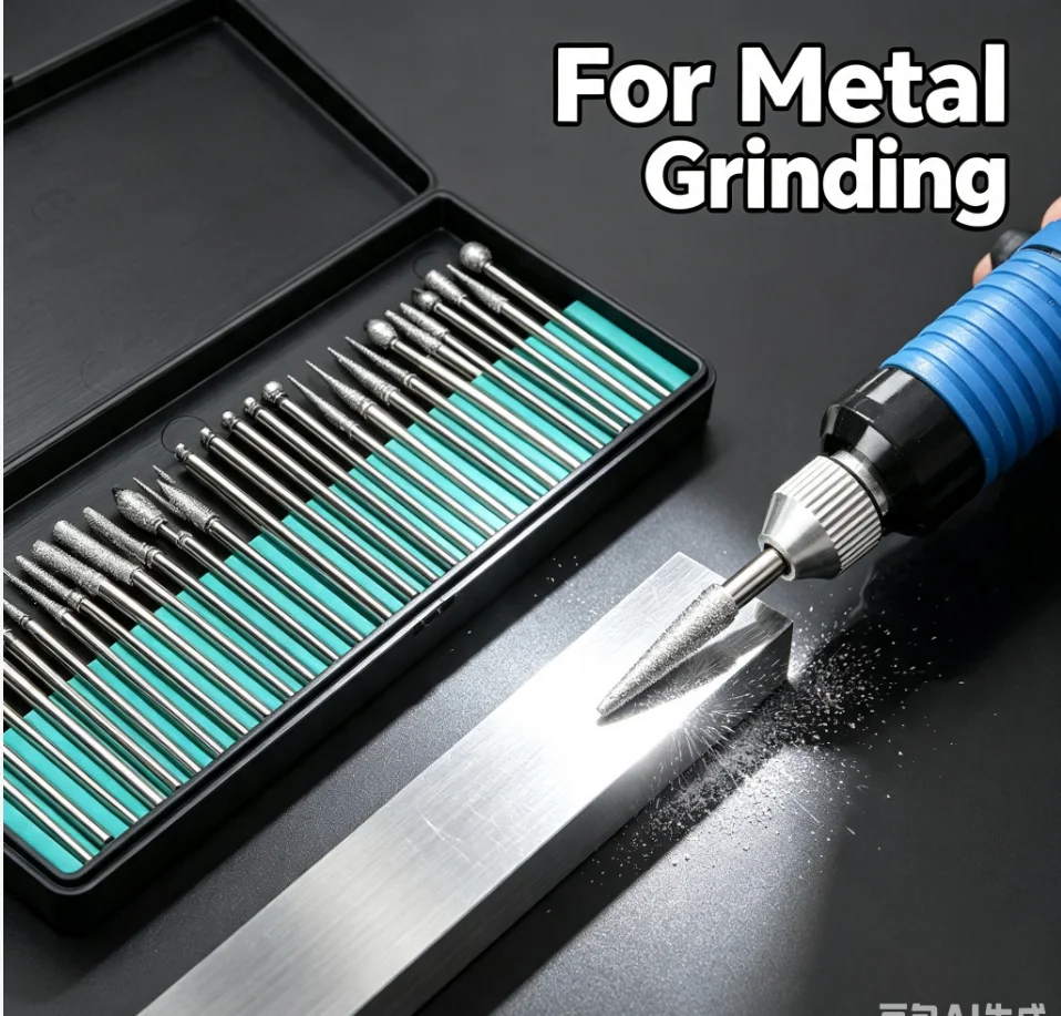 30pcs 3mm Shank Diamond Burs Sets With Box For Dremel Electric Grinder Power Tool Accessories Abrasive Tools