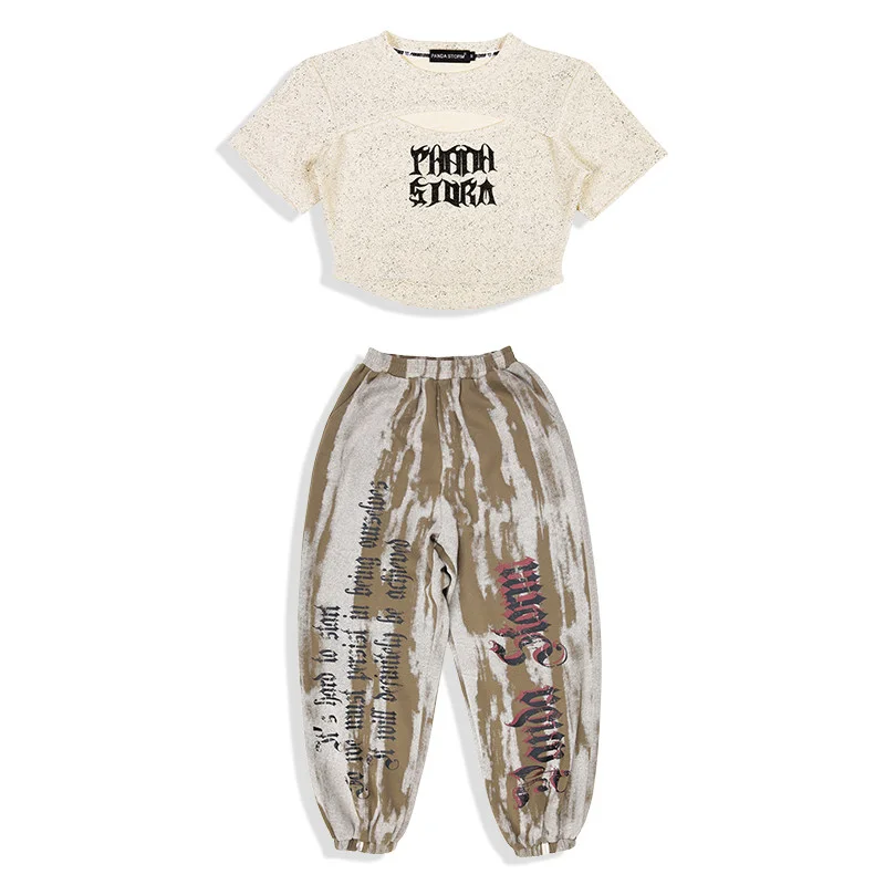 Ropa de baile de Jazz a la moda para niñas, camisetas cortas, pantalones informales, nuevo traje de actuación de Hip Hop, ropa de calle, disfraces geniales de Jazz