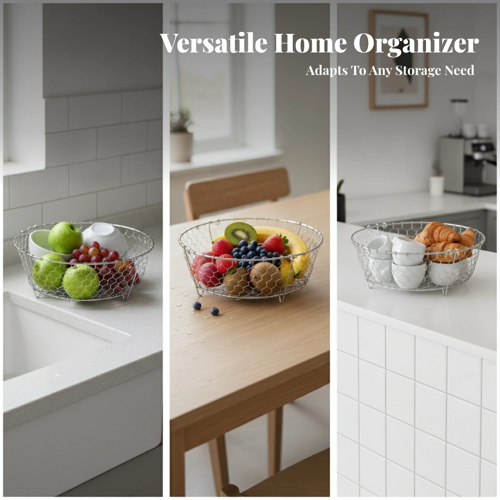 Stainless Steel Sink Strainer Basket Stainless Steel Mesh Basket Easy to Clean Polished Silver-Toned