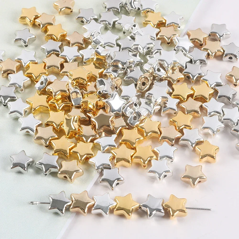 30Pcs CCB Charm Spacer Beads For Jewelry Making Wheel Bead Flat Round Star Hear Shape Beads Diy Bracelets Accessories