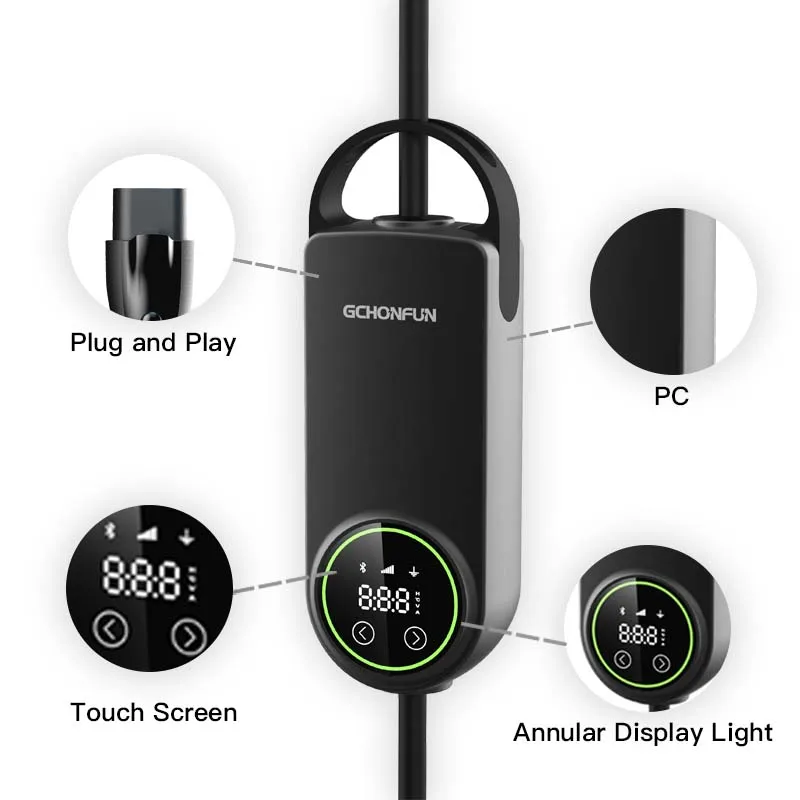 LCD Screen 16 amp with Schedule Function 3.5Kw Type 2 Portable EV Charger for Electric vehicles