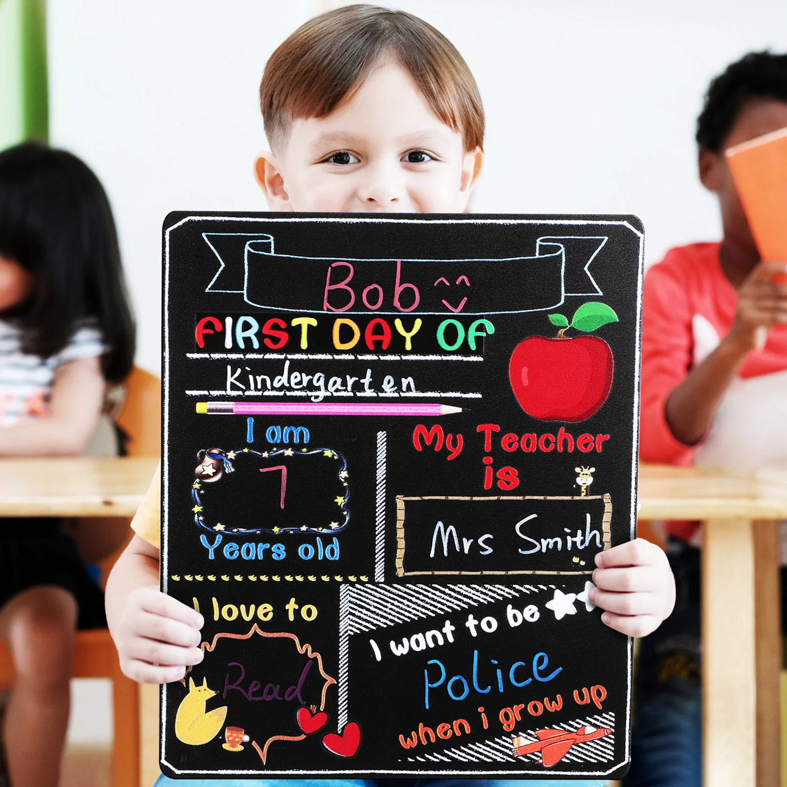 

2Pcs First Day of School Chalkboard Small Portable Board Double Sided Sturdy Construction for Writing Drawing