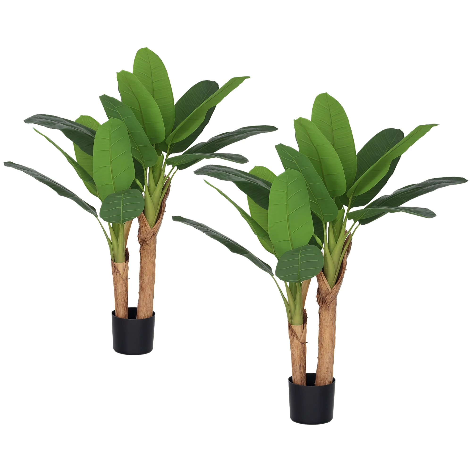 HOMCOM Lot de 2 plantes artificielles intérieurs 120 cm bananiers arbre artificiel en pot, bureau, salon, chambre