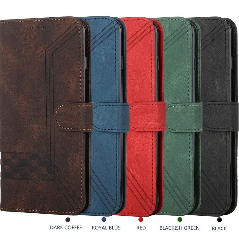 

Solid Color Plaid Leather Case For Realme Narzo 20 30 Pro 30A 50i Prime N53 N55 Flip Wallet Card Slot Bracket Book Cover Capas