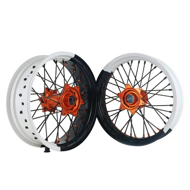 

Rushed Sell Fit EXC YZF 16/17 Wheelset White And Black Two-Color Spliced Rims Super Motorcycle Motard Wheels