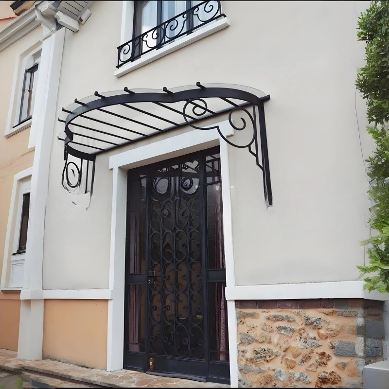 French handmade forged iron canopy for villa entrances, rainproof sunshade