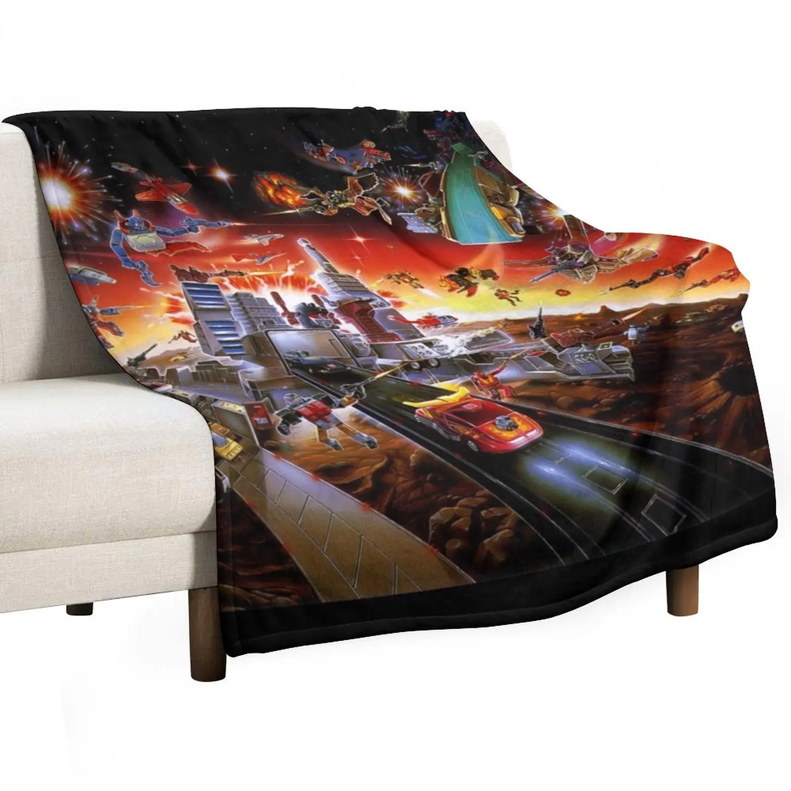 

TRANSFORMERS 1986 G1 BOXART Throw Blanket Soft Comfort Blanket for Reading Watching TV