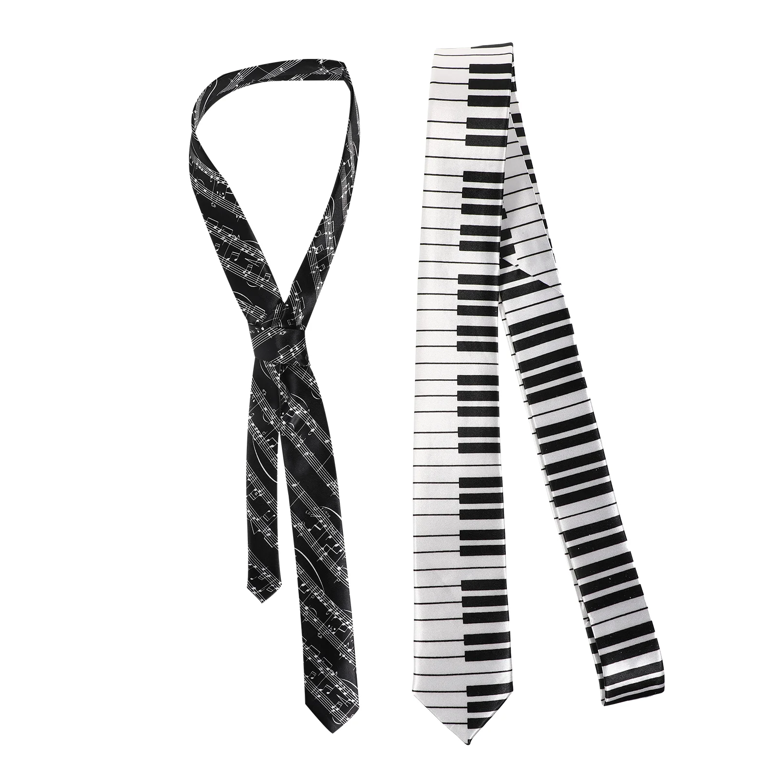 

2 PCS Tie Piano Stave Pattern Necktie Supplies Holiday for Decor Decorations Satin Men and Women Party Favors Festival