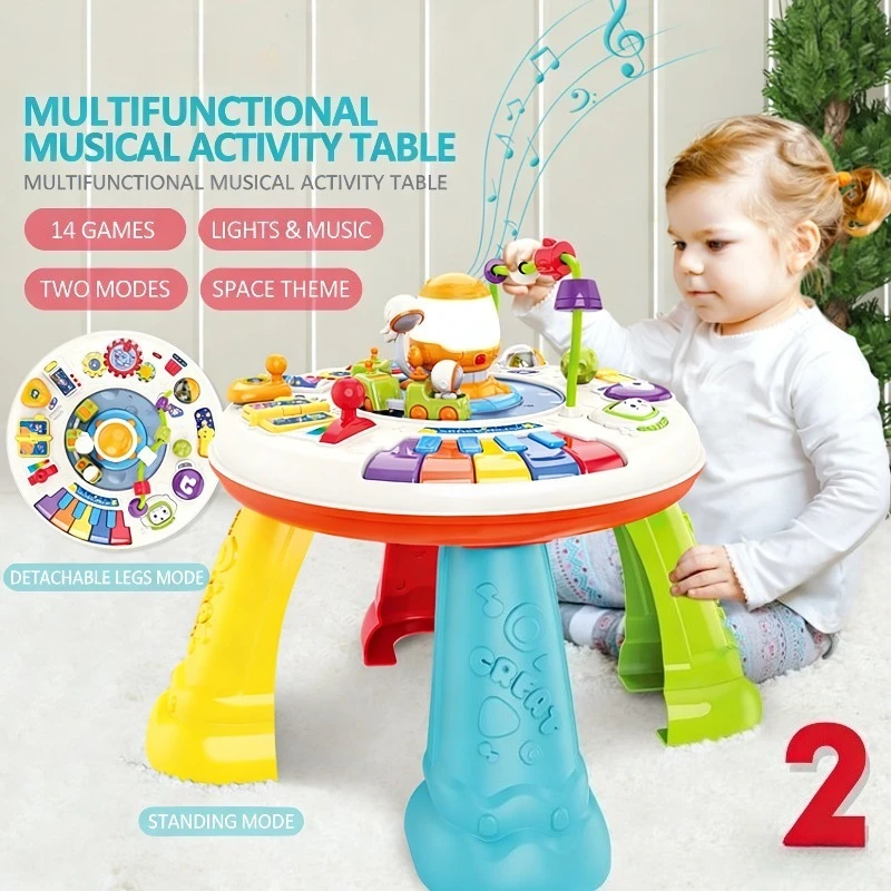 Multi Functional Infant Early Education Game Table Music Light Bell Ring Toy Intellectual Development 14 Types Games Detachable