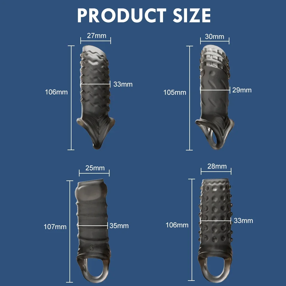 Reusable Delay Condom Penis Sleeve Extension Dildo Adult Anal Plug Sex Toys For No Vibrator For Men Women Couple Sex Products