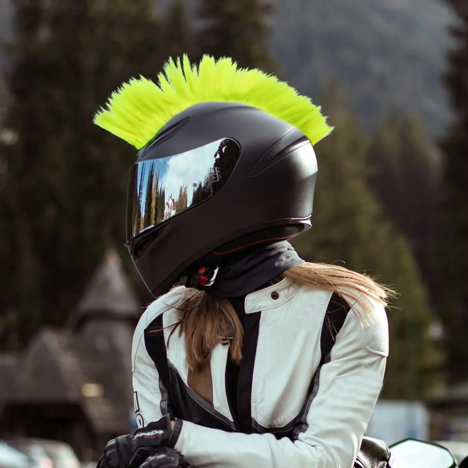 Synthetische Perücken für Helme: Motorrad-Mohawk für Fahrrad-/Almost-Helme, wiederverwendbares Design (Helm nicht enthalten) – Detail 7