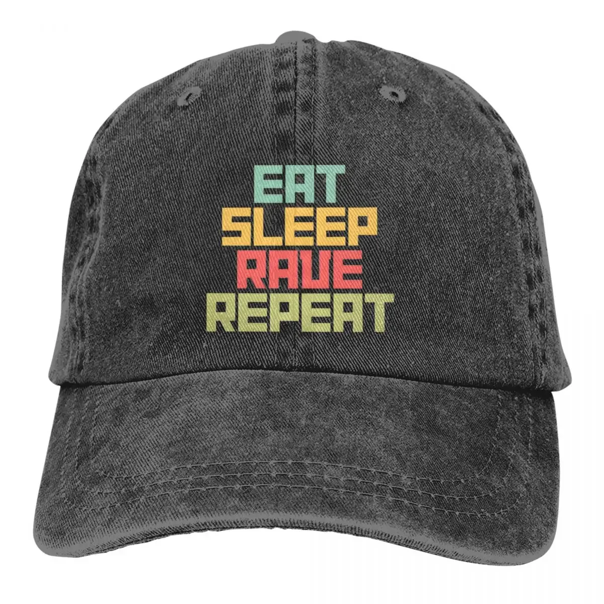 

Eat Sleep Rave Repeat Fat Boy Slim Baseball Cap Vintage Distressed Washed Sun Cap Unisex Style Gift Caps Hat