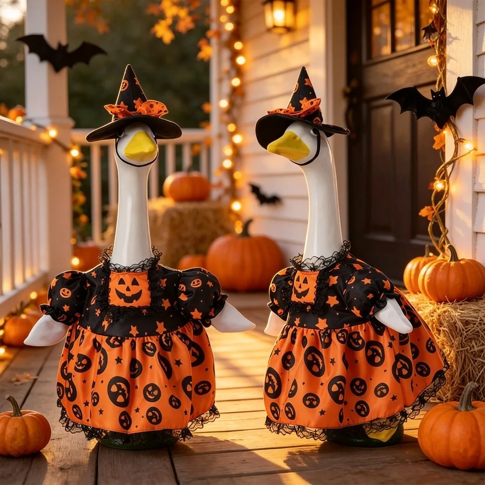 2026 New Halloween Porch Goose Costume Set with Hat  Dress Up Accessory Outdoor Courtyard Lawn Decor No Attached Goose Figurine