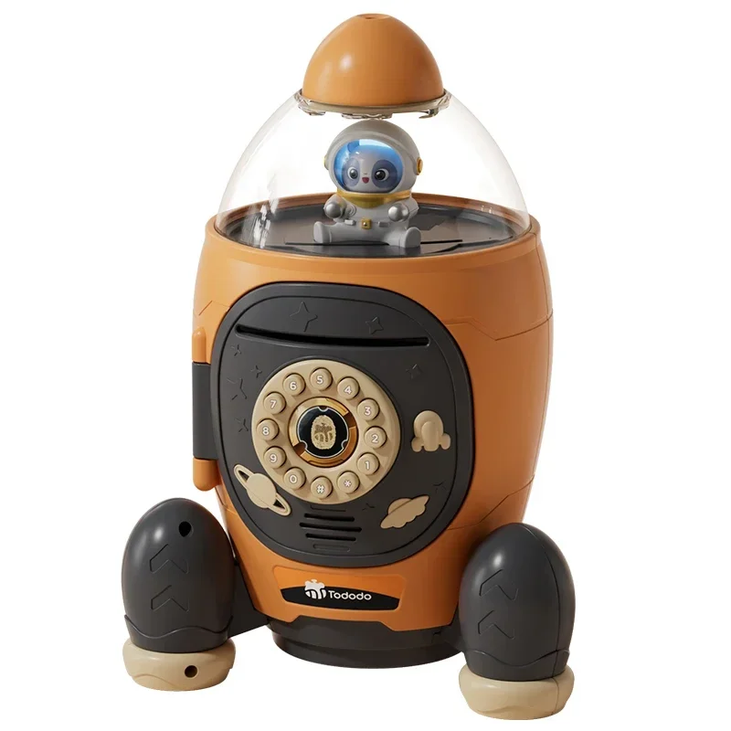 Children's Rocket Toy Piggy Bank Personalized Money Box That Can't Open Safes with Code for Children Cute Room Decor Gifts