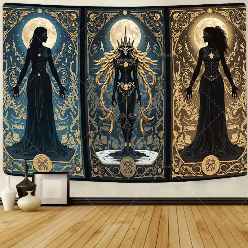 

1 шт. настенный гобелен готический гобелен «Богиня Луны» - элегантное фэнтезийное искусство для декора стен