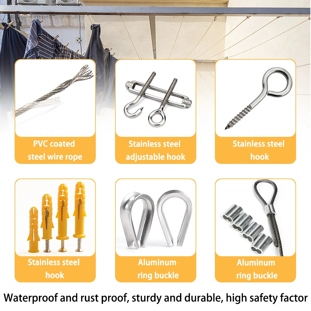 3mm Stainless Steel Wire Rope Kit with PVC Coating Heavy-Duty Cable for Balcony Railing Farm Fence Sunshades Clothesline 10-25m