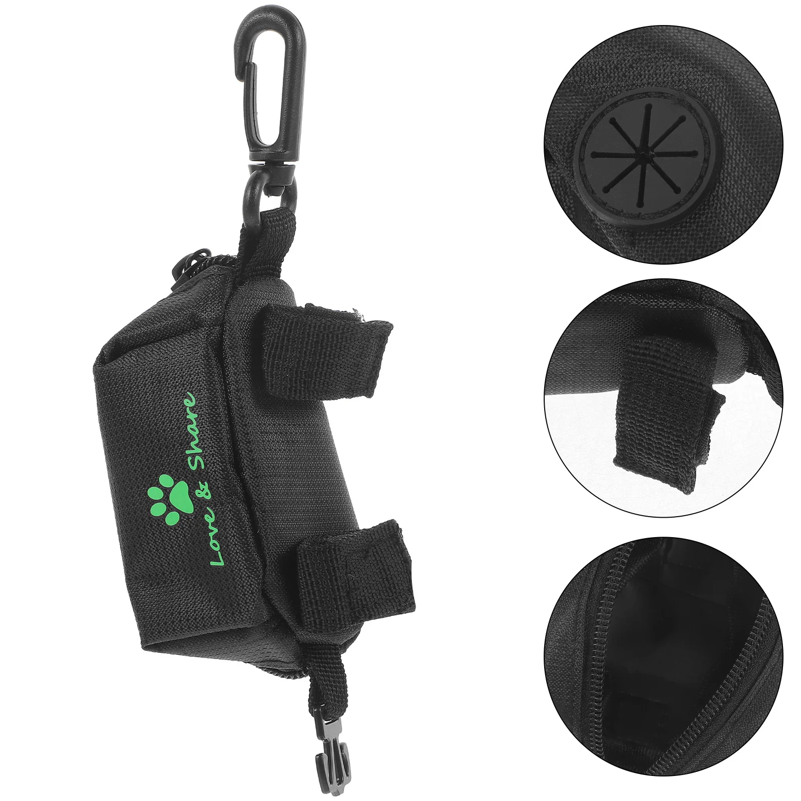 

Pet Leash Attachment Lightweight Dog Walking Running Cable with Easy Pull Poop Bag Dispenser Pet Hiking Accessory Black