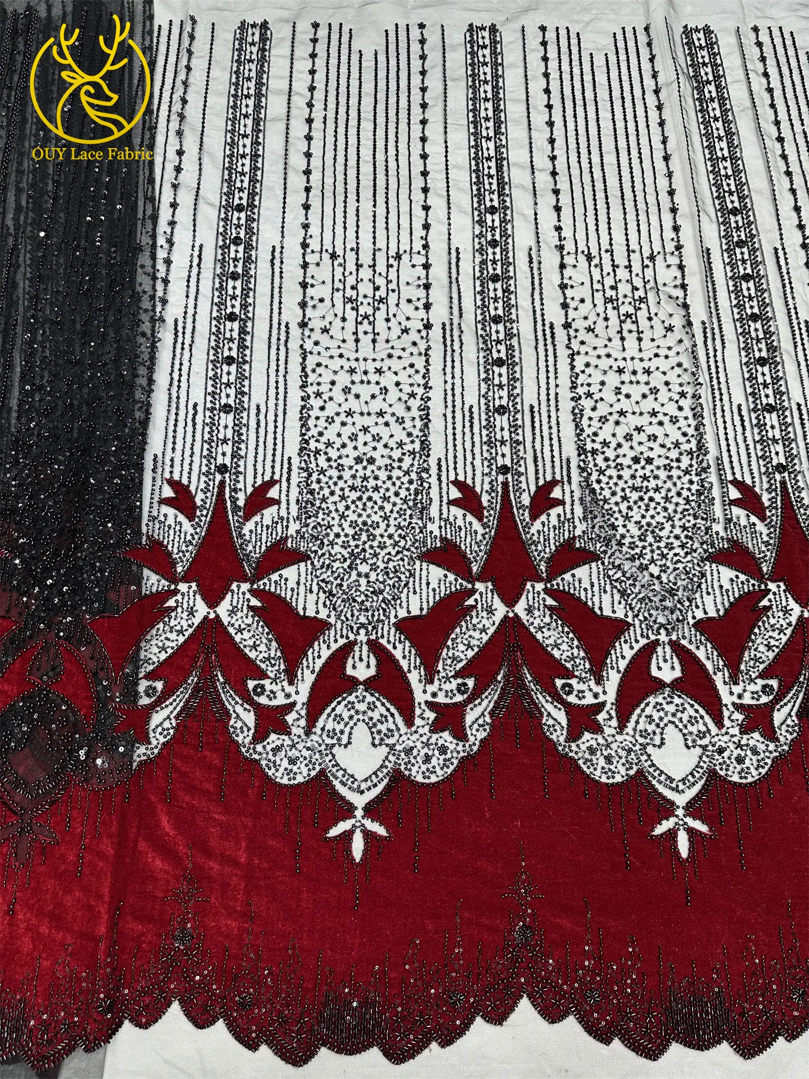 2025 Luxury French Embroidery Beaded Lace Fabric African Nigerian Sequins Lace Fabrics For Wedding Party Dress Sewing Material