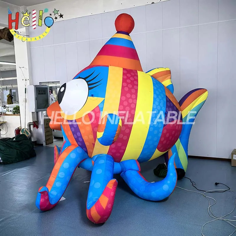 Custom Hello Inflatable Sea Animal Inflatable Clown Fish Cartoon Model with Electric Blower for for Various Decorations