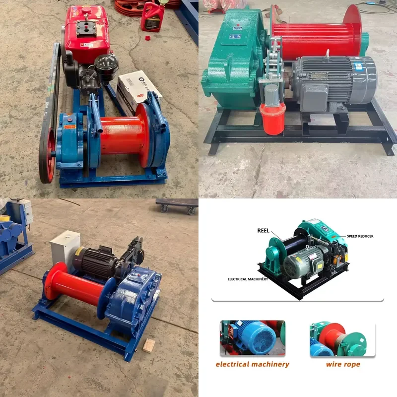 2026 CE Hot Sale Hydraulic Brake 3 Phase 220v 380v Electric Winch Double Drum Supply 1 Ton Winch Engineering Construction
