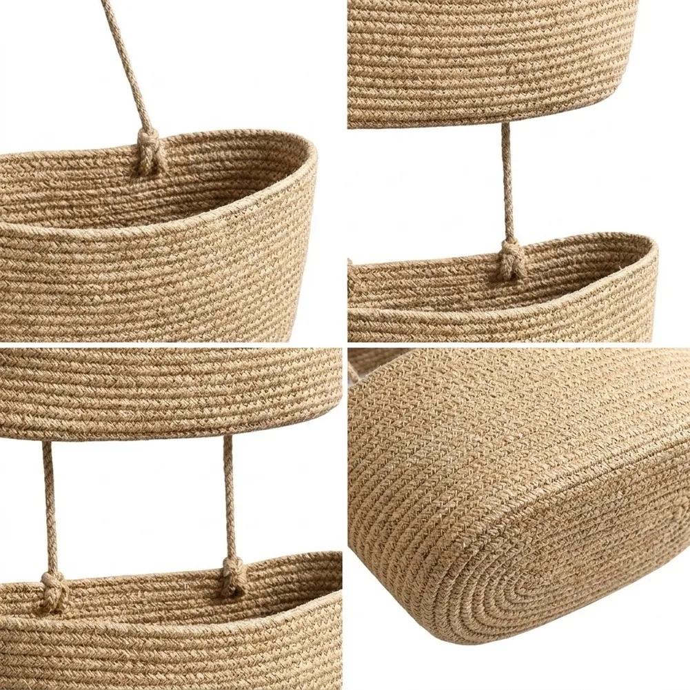 for TeoKJ 3-Tier Cotton Over the Door Hanging Bag 44.5 in Height with Hooks for Nursery Bathroom Closet Organization