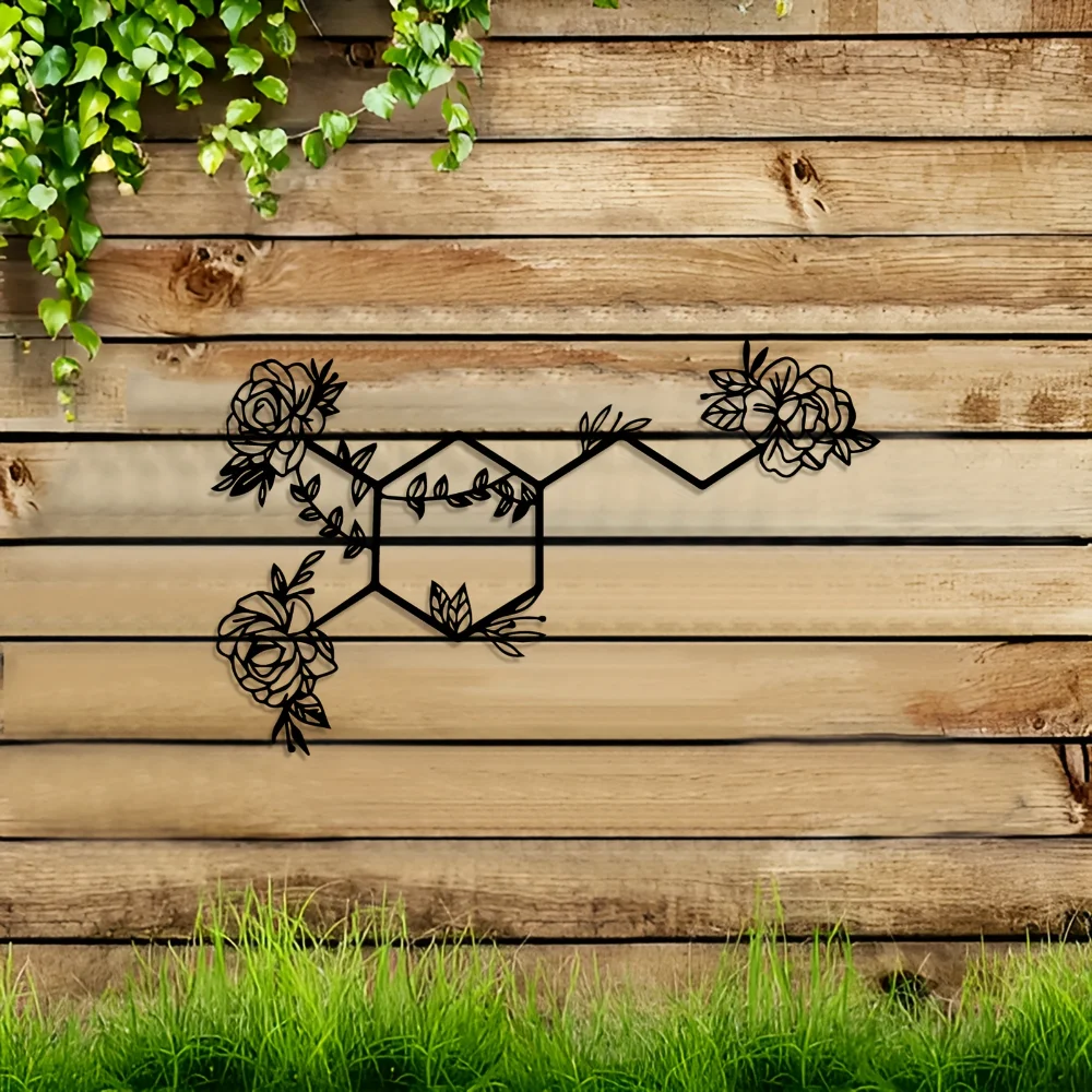 CIFBUY Iron Wall Art Modern Dopamine Molecule Metal Sculpture Rustproof Hanging Plaque Home Office Decor Ornament