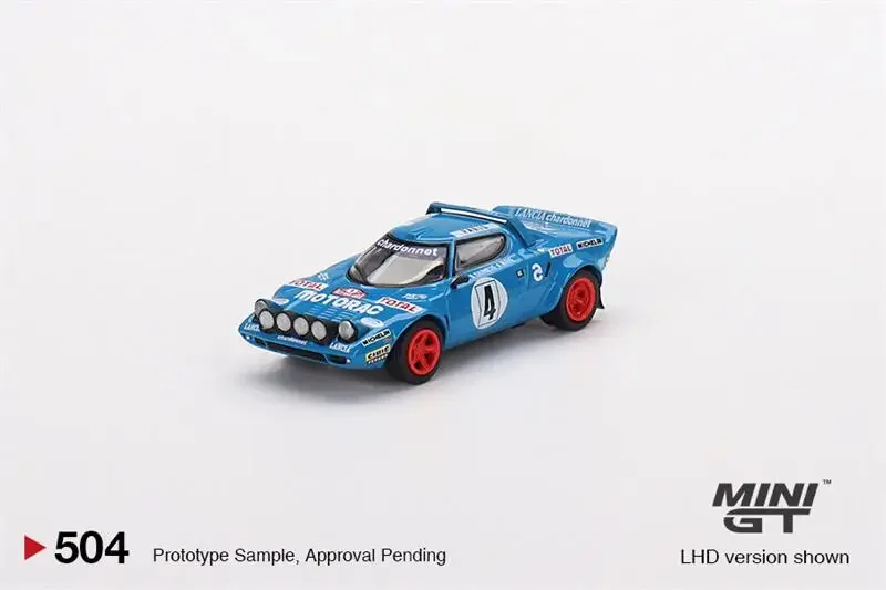 

MINI GT 1:64 Lancia Stratos HF 1979, победитель ралли MonteCarlo # 4-синяя модель автомобиля с левым рулем