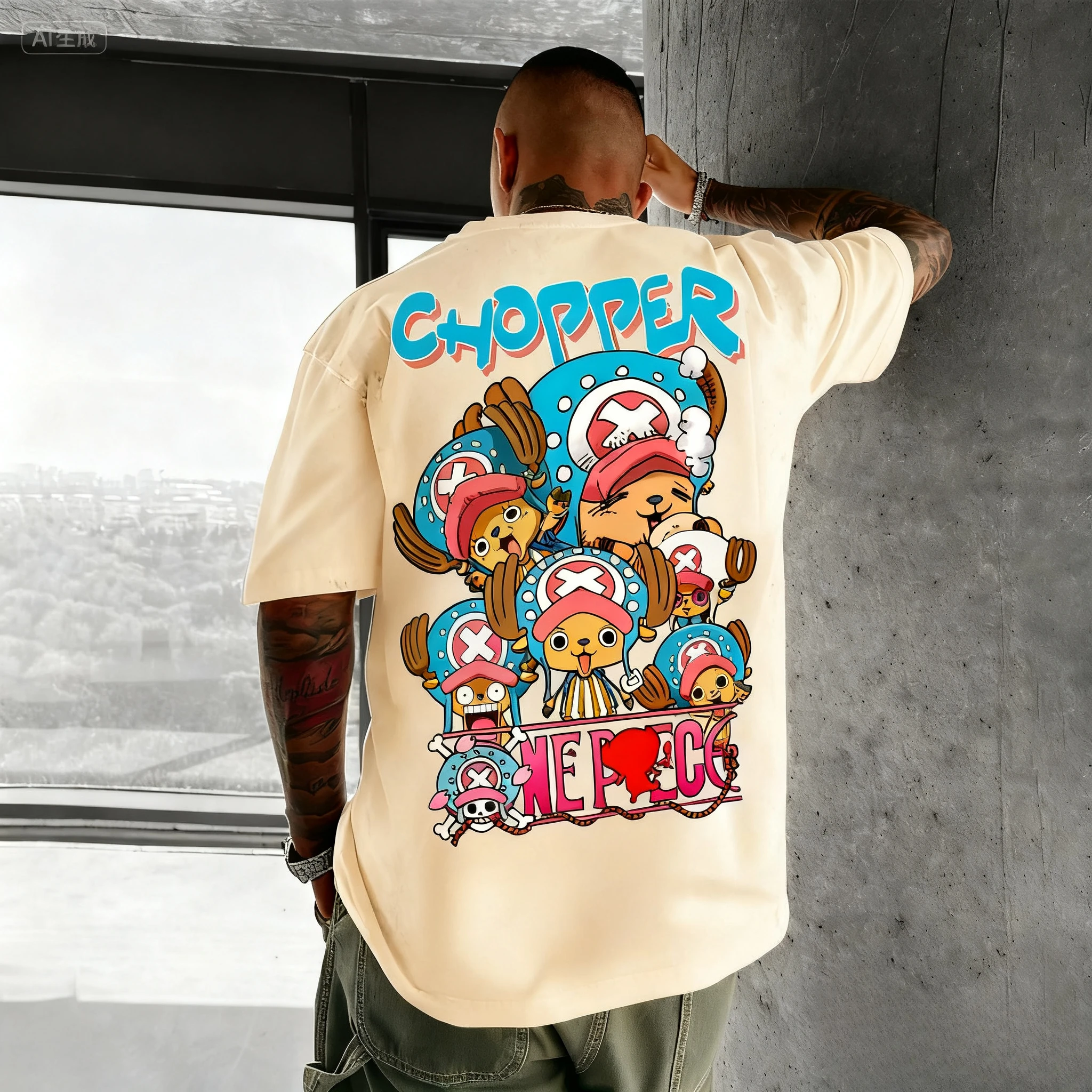 One Piece Chopper Oversized Graphic T Shirt Men Women Short Sleeve 
