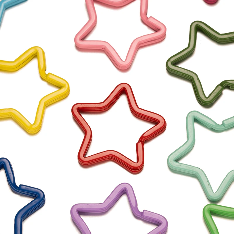 5pcs Mix Metal Star Shaped Split Ring Key Ring Holder Keyfob Accessories Connector For DIY Keychain Keyring Jewelry Craft Making