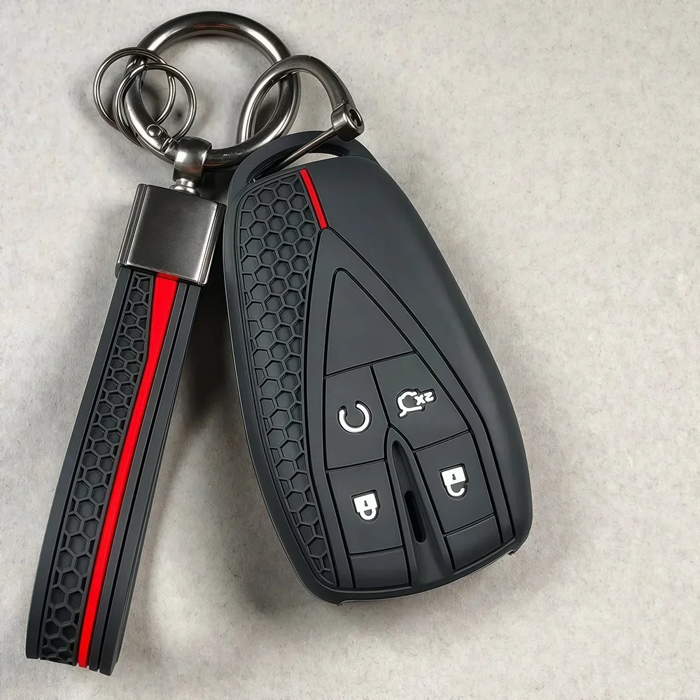 Silikon-Autoschlüsselhülle mit Schlüsselanhänger für Changan CS35 Plus, CS55 PLUS, CS75 PLUS, Eado, UNI-T, UNI K, Oushang X5, X7 EV, Gummi-Schlüsselabdeckung – Detail 3