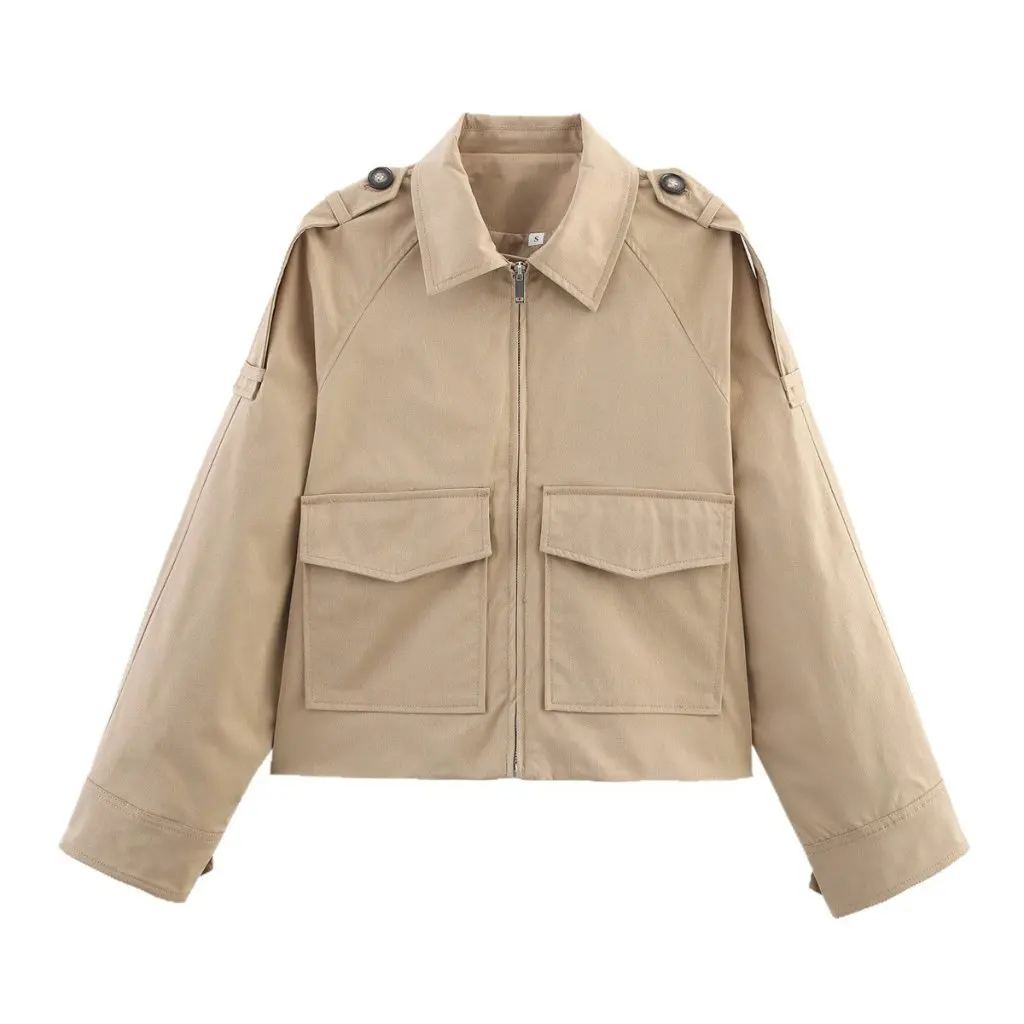 

Women's Casual Elegant Zipper Jacket Spring Fall New Style Short Workwear European American Cross-Border Fashion