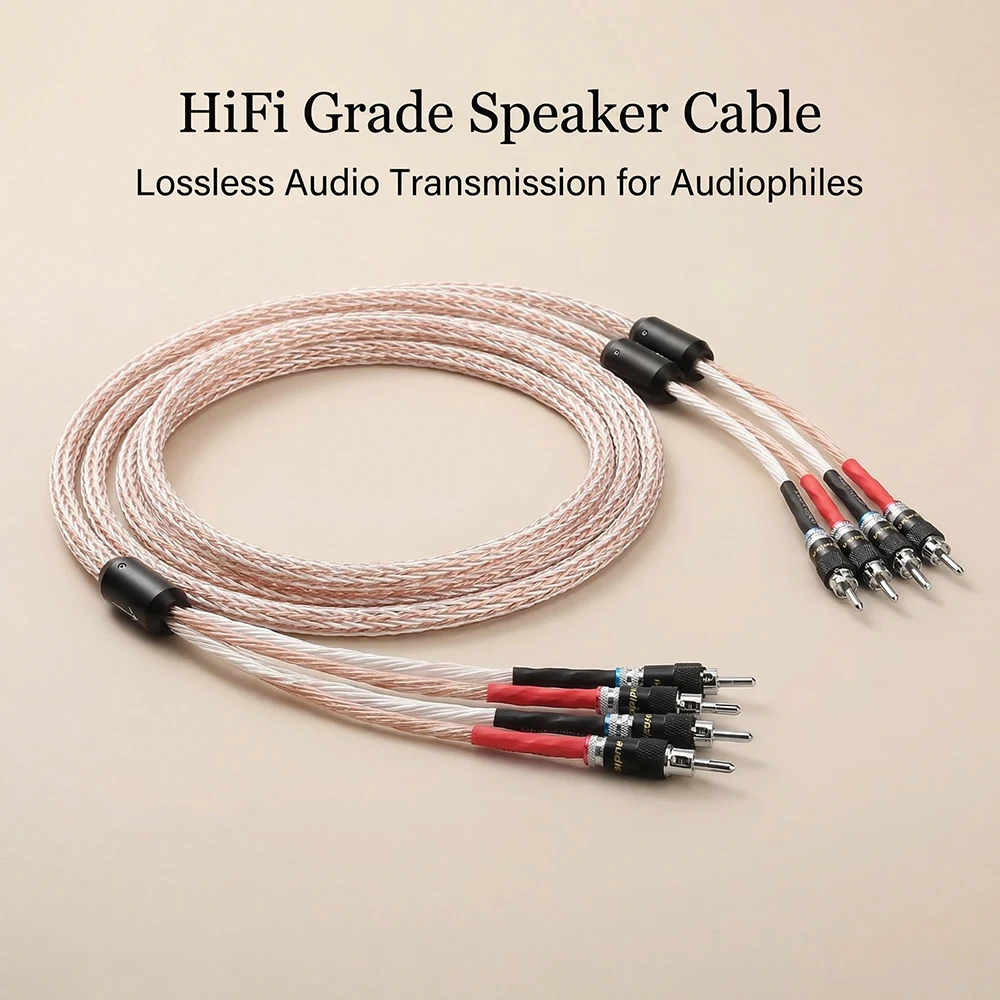 

Пара акустических кабелей Aouyade HiFi 10AWG OFC с родированными баннерными разъемами - высококачественный аудиокабель для аудиофилов