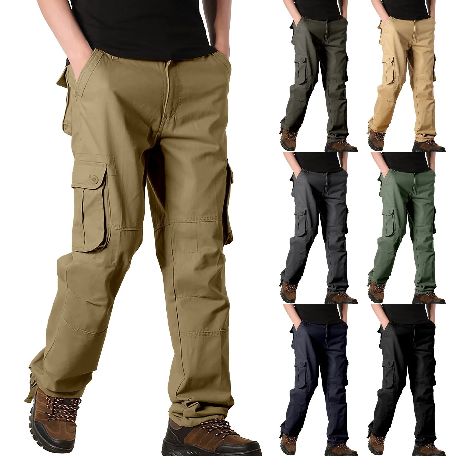 Carpenter Pants for Men Heavy Cotton Sweatpants for Men Men's Work Pants Hiking Cargo Pants Six Pockets Outdoor Ripstop Multi