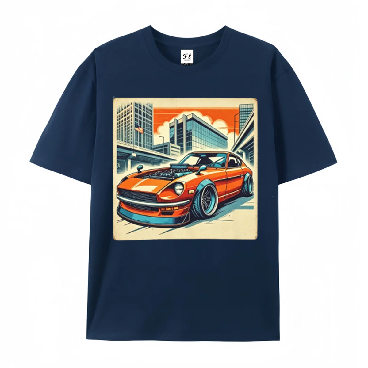 Unisex O Neck Short Sleeve T Shirt Retro Classic Sports Car City Street Graphic Tee Vintage Automobile Print Casual Daily Tops