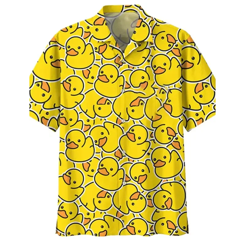 Men'S Shirt Summer Hawaiian Shirt Button Down Shirt Animal Graphic Prints Duck Turndown 3D Print Short Sleeve Print Clothing