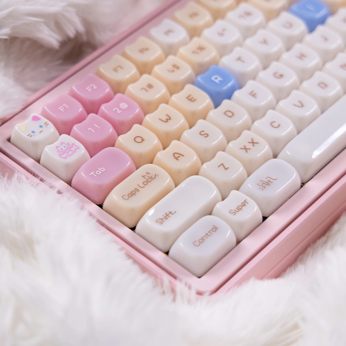 

Jelly Cat Theme Keycaps MOA+MAO Cat's keycaps MAO Profile Replacement Keycaps for Mechanical Keyboard 64 78 84 87 96 98 104 108