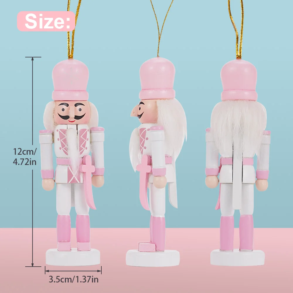12CM Christmas Nutcracker Soldier Puppet Wooden Handicraft Christmas Tree Pendant Desktop Ornament New Year Home Decoration