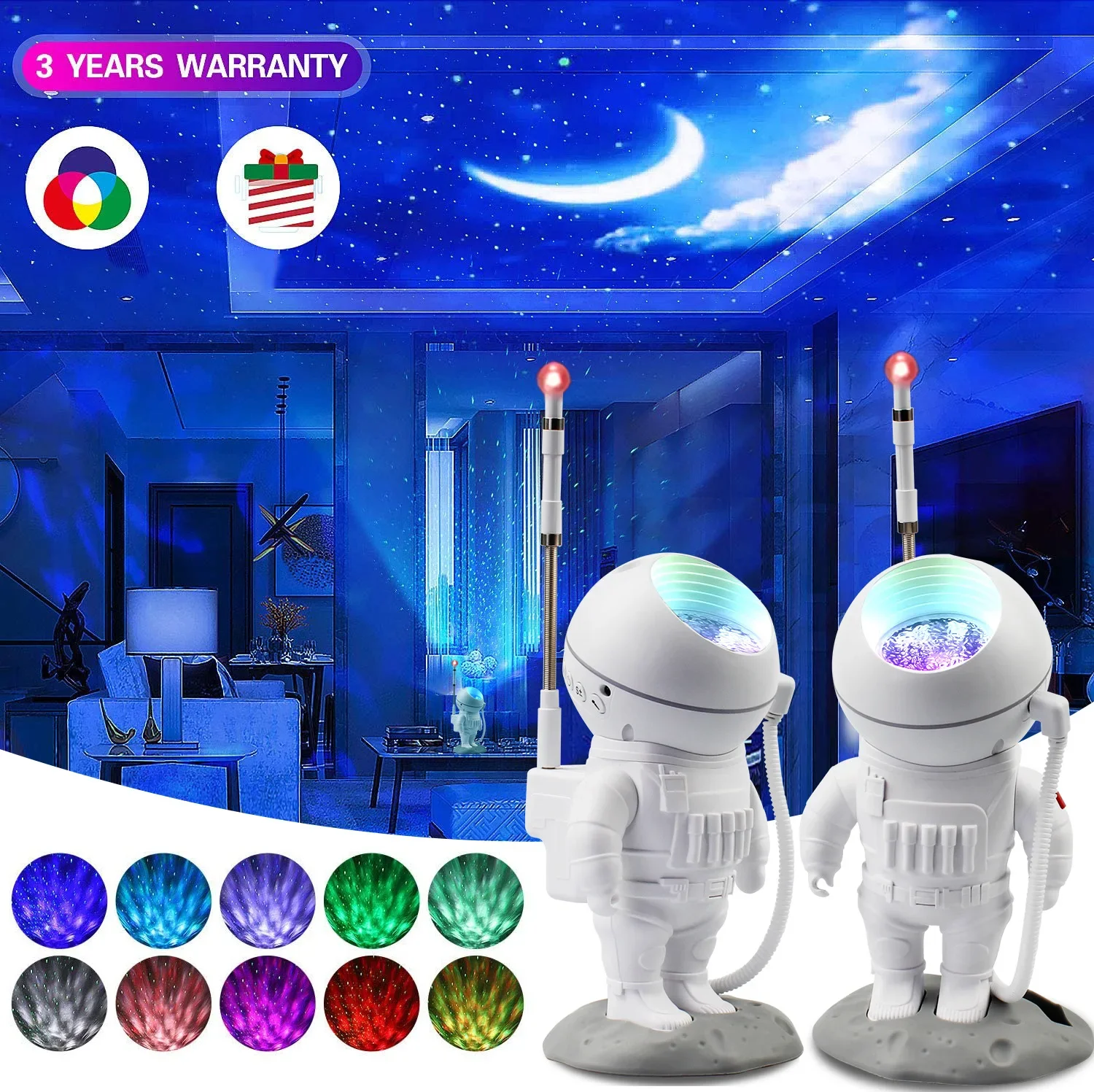 Mini Creative Astronaut Starry Sky Projection Light Laser Atmospheric Night Light Starry Sky USB Atmosphere Desk Lamp