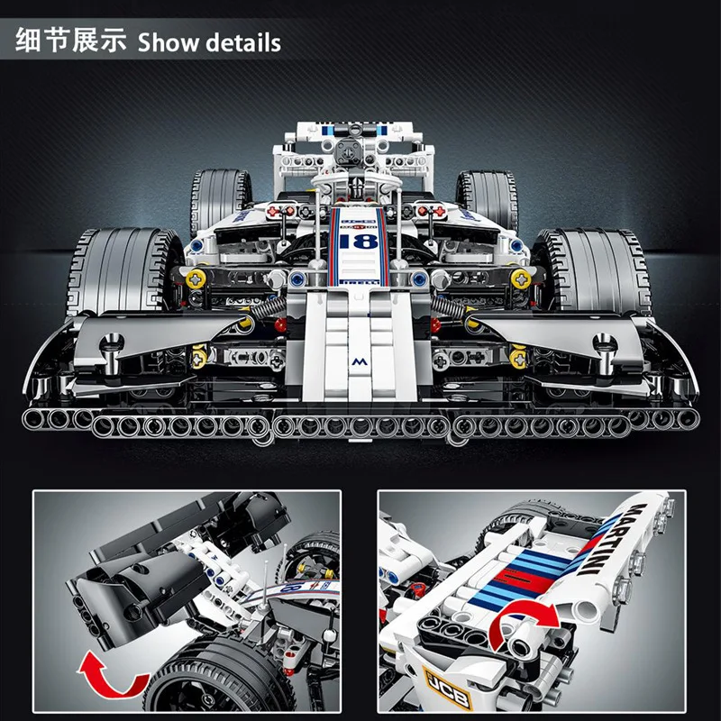 1152pcs Technical 023004 Formula Cars F1 Building Blocks Sports Racing Cars Super Model Kits Bricks Toys For Kids Boys Gifts