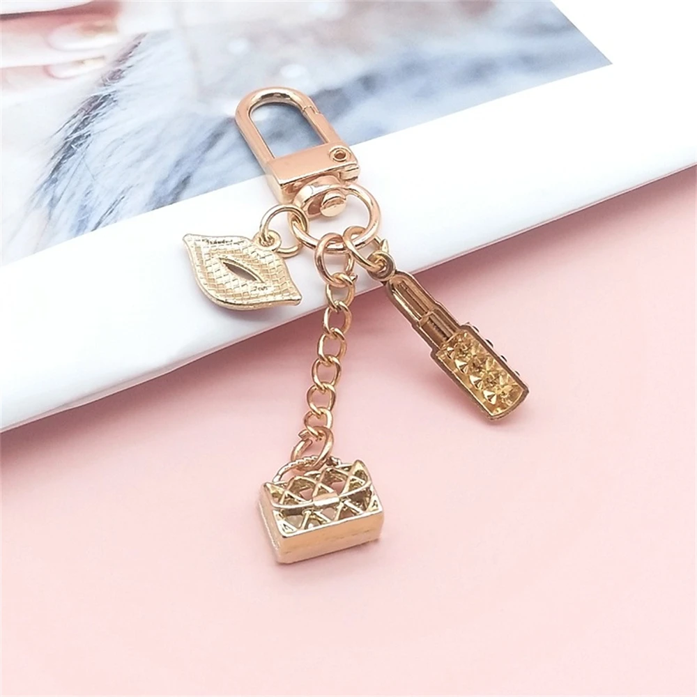 Creative Lipstick Bag Pendant Key Chain Charm Sexy Lips Keyring Accessories Women Bag Ornaments Keyholder Exquisite Gift