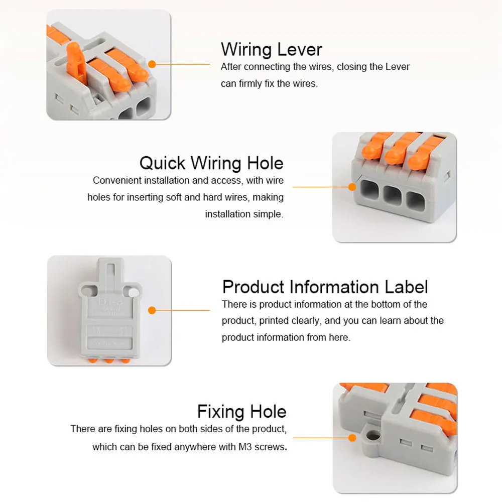 10PCS Quick Cable Wire Connectors 1 In Multiple Out Universal Compact Splitter Push-in Lever Terminal Block Home Junction Box