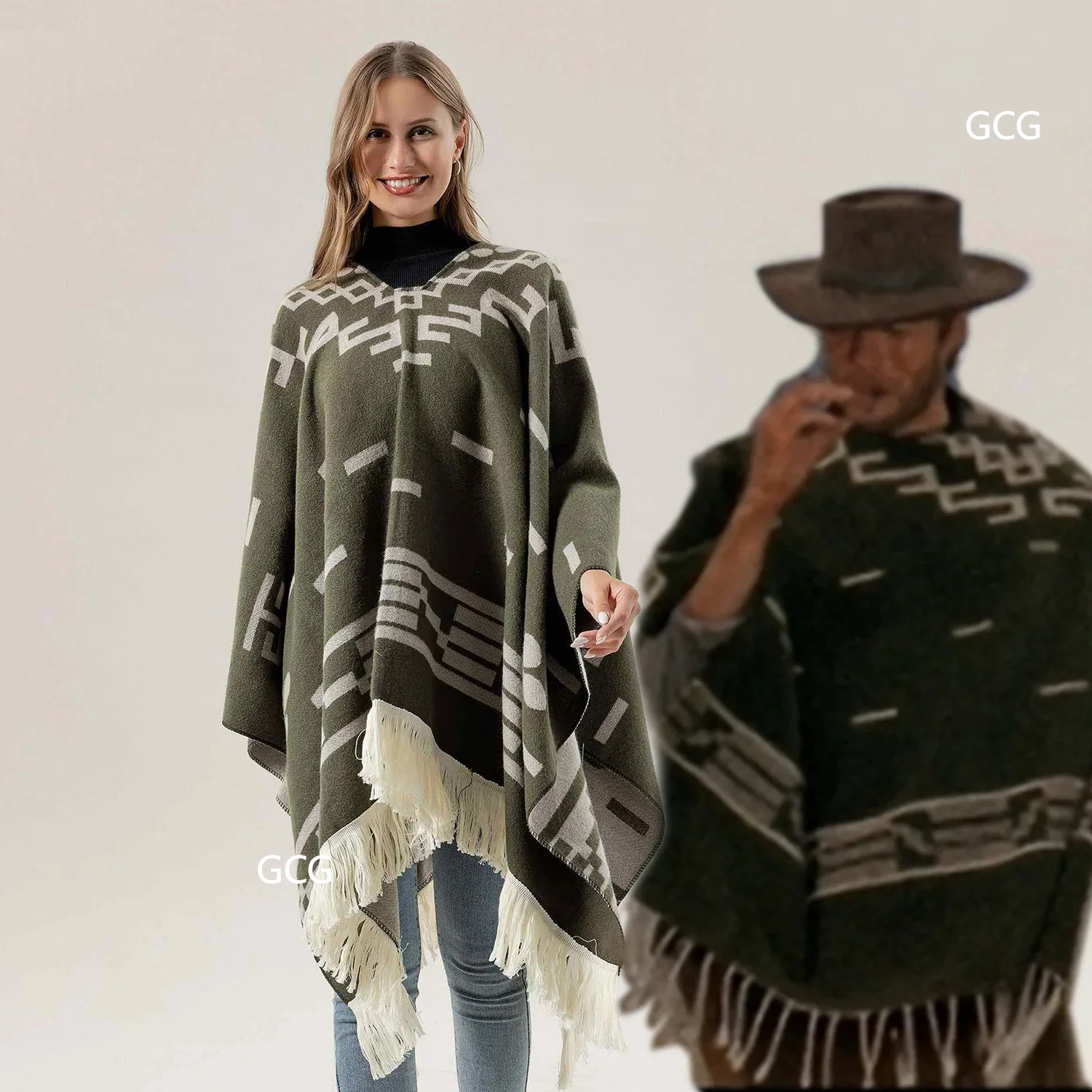Western Cowboy Cosplay the Bad and the Ugly Mexican Cowboy Cloak Same movie style RDR2 Shawl Marksman Carnival Party For Man
