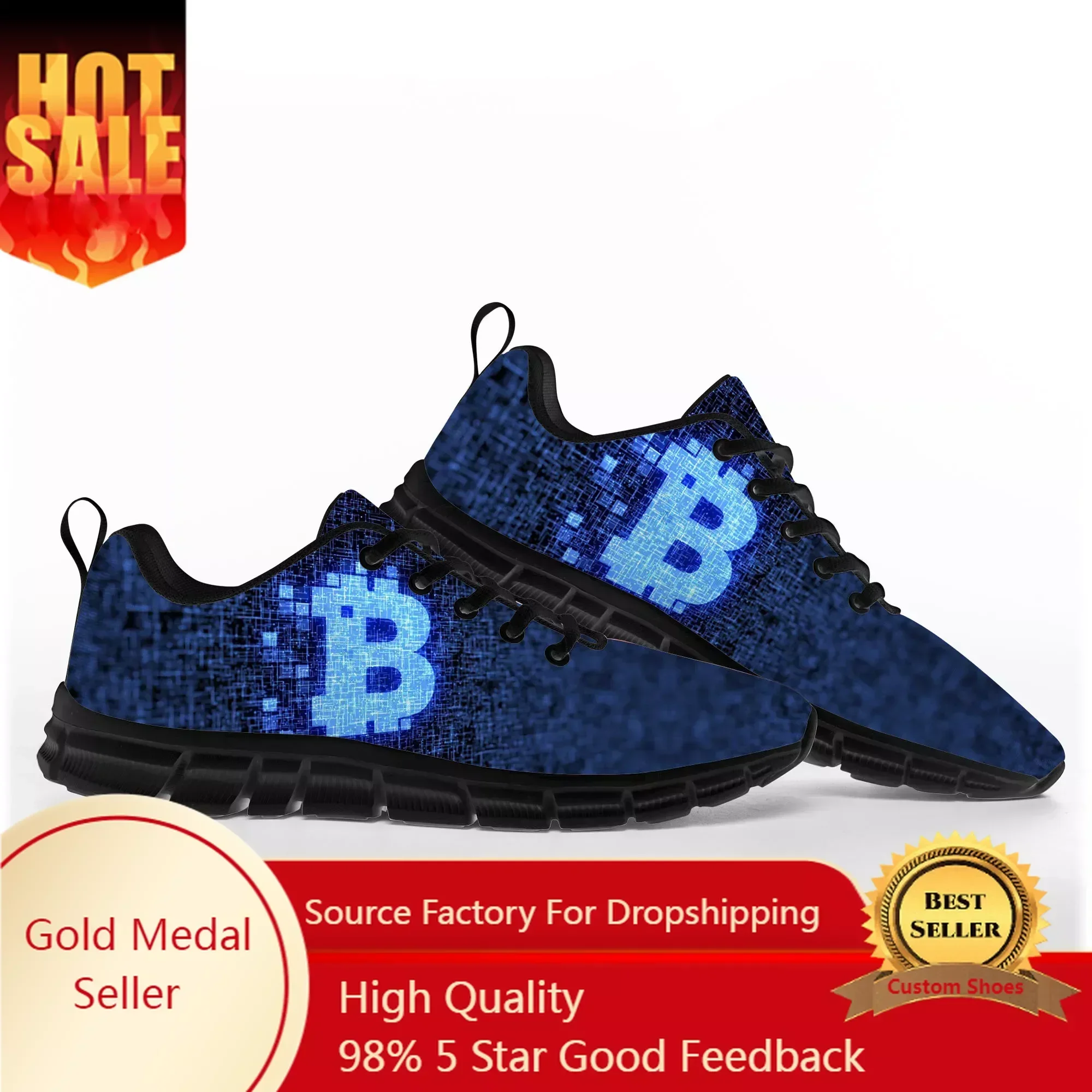 Bitcoin Cryptocurrency Miner BTC Coin Sports Shoes Mens Womens Comfortable Breathable Sneakers Custom High Quality Couple Shoe