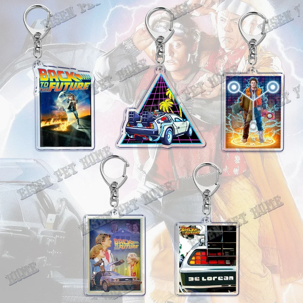 Movie Back To Future Keychain for Accessories Bag Art Vintage Pendant Key Chain Ring Love Pug Keychains Jewelry Christmas Gift