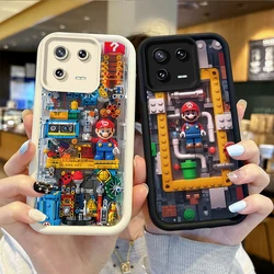 Super M-Mario Bros Cartoon Phone Case for XiaoMi 14 13 12 11T Pro 13 12 11 Lite Poco F6 F5 X5 X3 Pro FE Silicone Dustproof Cover