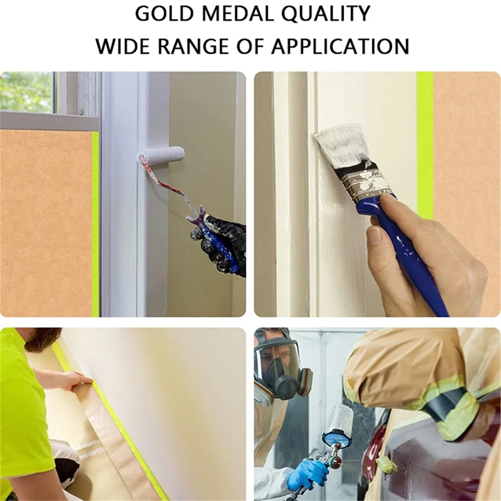 Pre Taped Masking Paper Self Adhesive Wall Treatment Covering For Painting Spray Masking Protective Paper Wall Protector