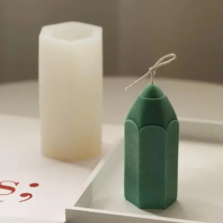 3D Pencil Shape Silicone Candle Mould DIY Cylindrical Aromatherapy Candle Soap Gypsum Resin Manual Candle Making Products Mold